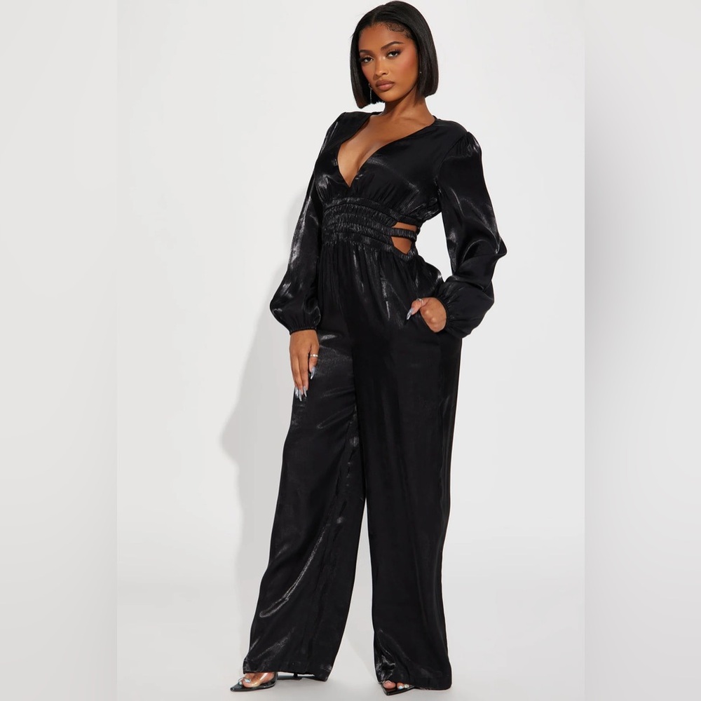 Black Sheen Jumpsuit